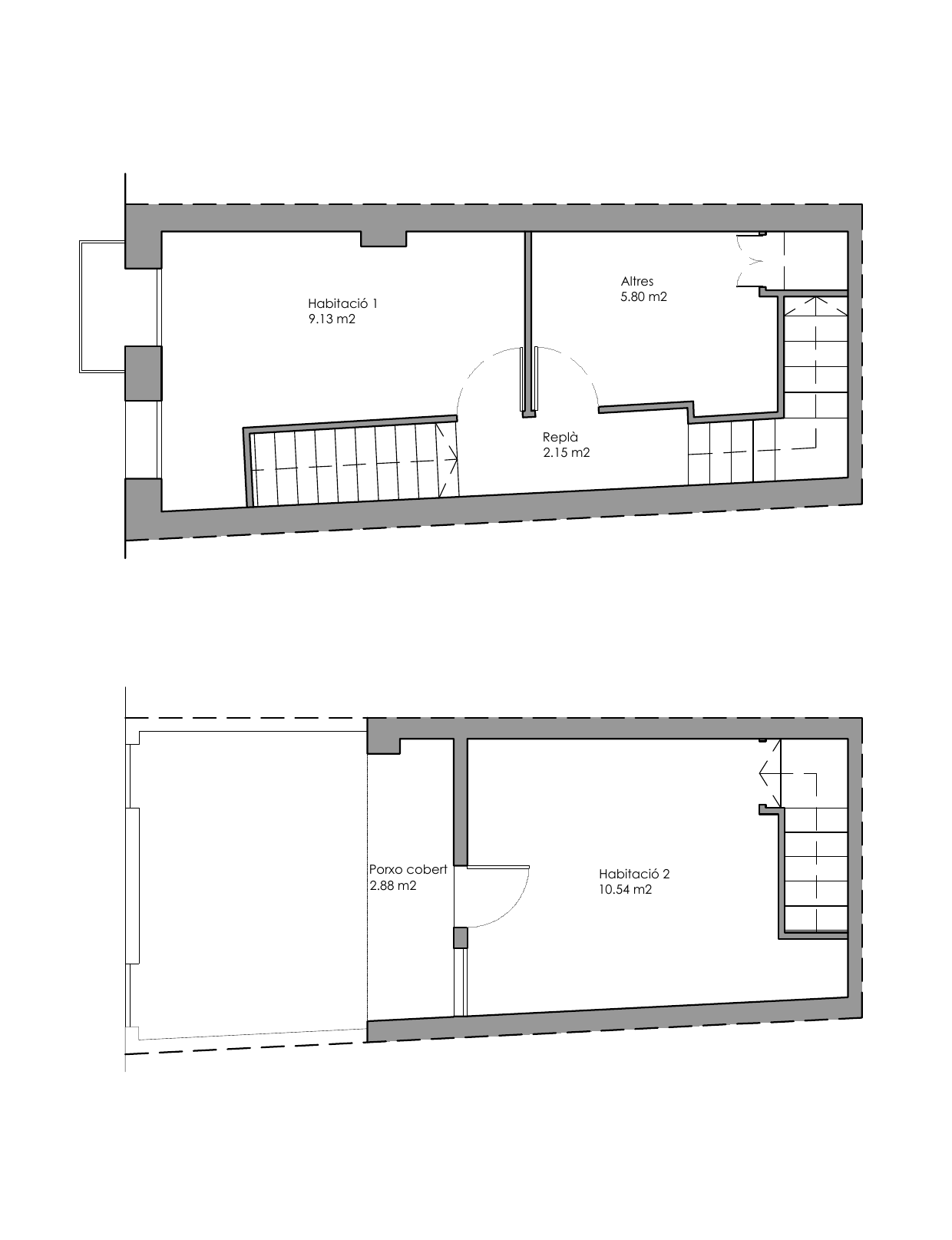 Plano de distribución 2 de se alquila de larga duración Casa de pueblo reformada con terraza en pleno centro de Benicarló