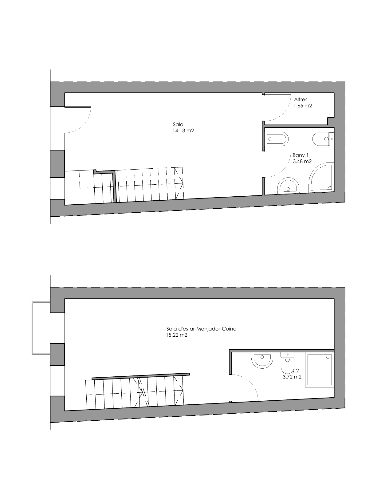 Plano de distribución de se alquila de larga duración Casa de pueblo reformada con terraza en pleno centro de Benicarló